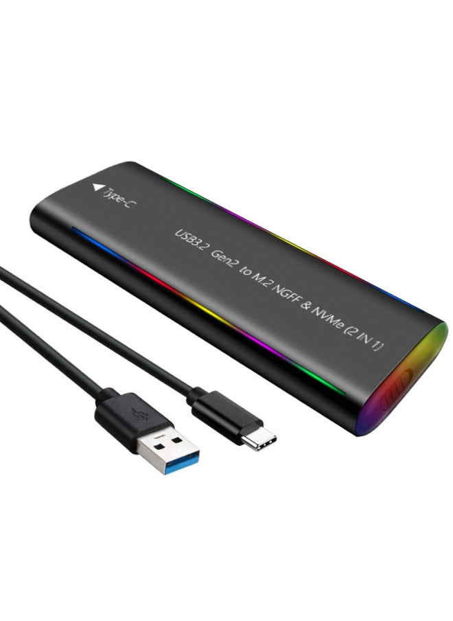Generic M.2 Solid State USB3.1NGFF & Nvme Protocol Hard Disk Box Type-C RGB Light Aluminum Alloy Mobile Hard Disk Box-Color:TN08-L-AC(NGFF Protocol) Gray  - Image 3