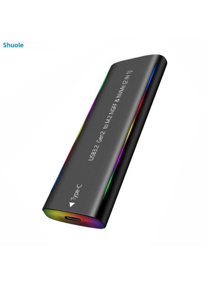 Generic M.2 Solid State USB3.1NGFF & Nvme Protocol Hard Disk Box Type-C RGB Light Aluminum Alloy Mobile Hard Disk Box-Color:TN08-L-AC(NGFF Protocol) Gray  - Image 2