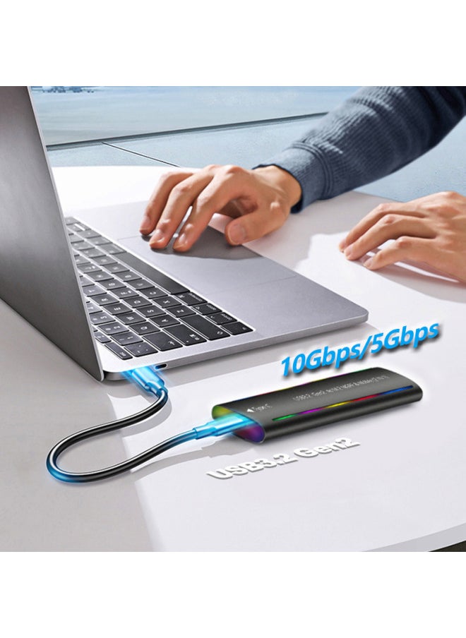 Generic M.2 Solid State USB3.1NGFF & Nvme Protocol Hard Disk Box Type-C RGB Light Aluminum Alloy Mobile Hard Disk Box-Color:TN08-L-AC(NGFF Protocol) Gray  - Image 5