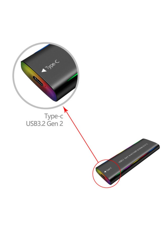 Generic M.2 Solid State USB3.1NGFF & Nvme Protocol Hard Disk Box Type-C RGB Light Aluminum Alloy Mobile Hard Disk Box-Color:TN08-L-AC(NGFF Protocol) Gray  - Image 4