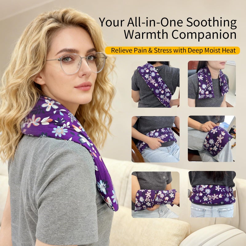 uncn Heating pad for Neck Shoulders and Back Microwavable Machine Washable 27x5 Microwave Rice Bag for Heat Therapy Reusable Hot Pack for Muscle Cramps Moist Warm Bean Bag for Pain Relief Levender Scented - Image 3