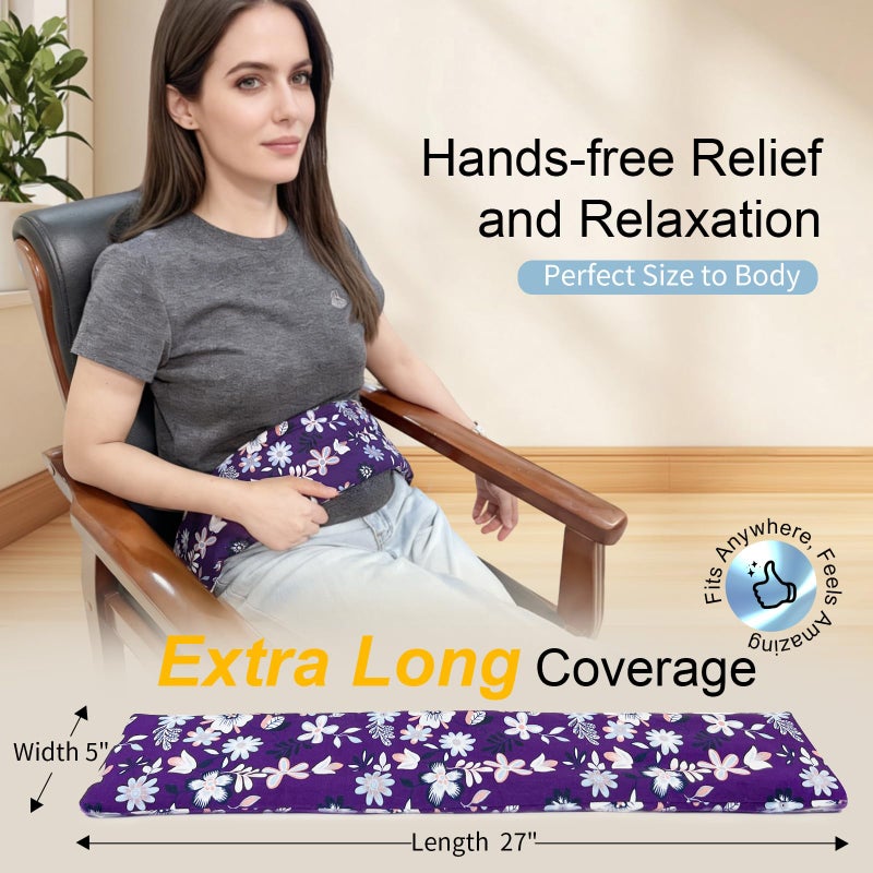 uncn Heating pad for Neck Shoulders and Back Microwavable Machine Washable 27x5 Microwave Rice Bag for Heat Therapy Reusable Hot Pack for Muscle Cramps Moist Warm Bean Bag for Pain Relief Levender Scented - Image 2