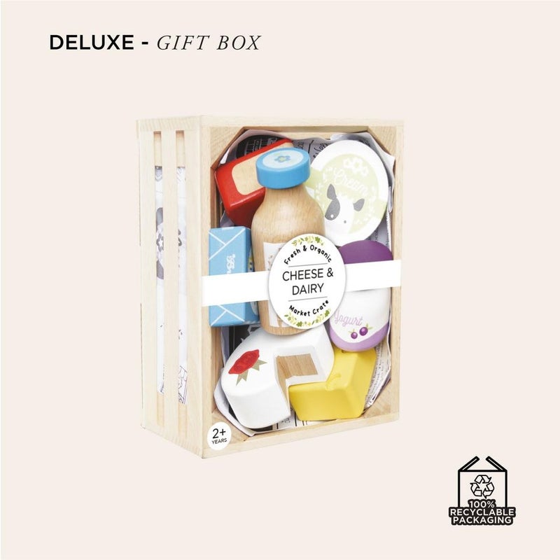 LE TOY VAN Cheese & Dairy Wooden Market Crate - 8 Piece