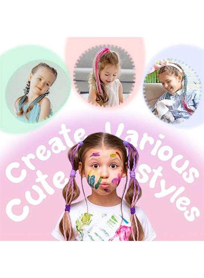 Happy D Colored Hair Extensions for girls,Braided Ponytail Extension,Hair Accessories for Girls,colored hair braids extensions,6pcs Crazy Day Accessories hair tie with (6PCS Colorful Braids) - Image 5