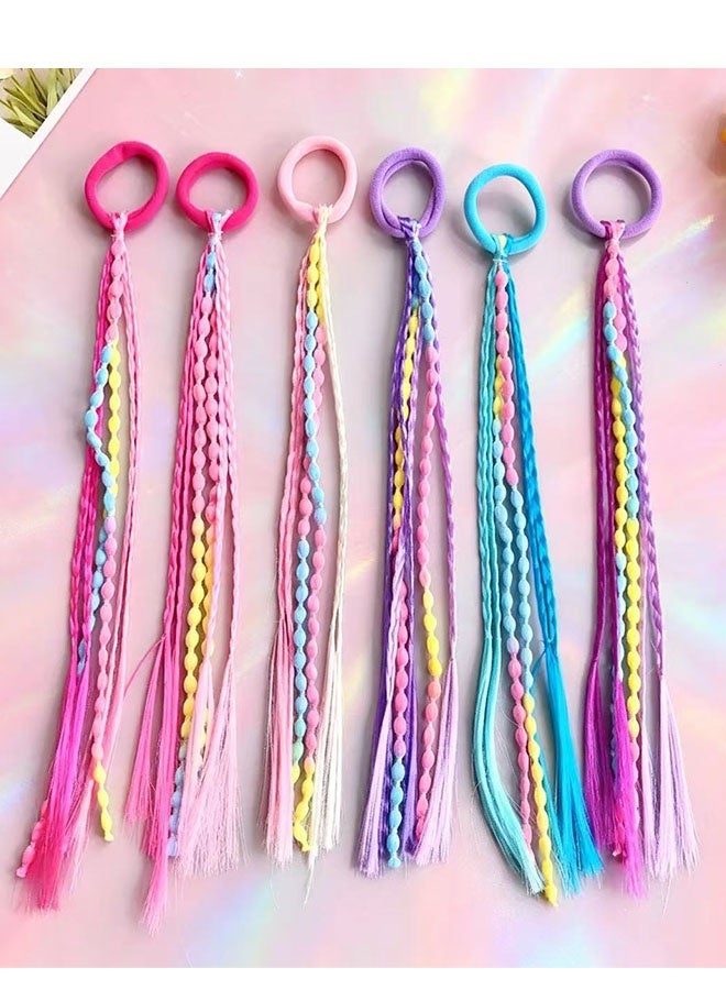 Happy D Colored Hair Extensions for girls,Braided Ponytail Extension,Hair Accessories for Girls,colored hair braids extensions,6pcs Crazy Day Accessories hair tie with (6PCS Colorful Braids) - Image 3