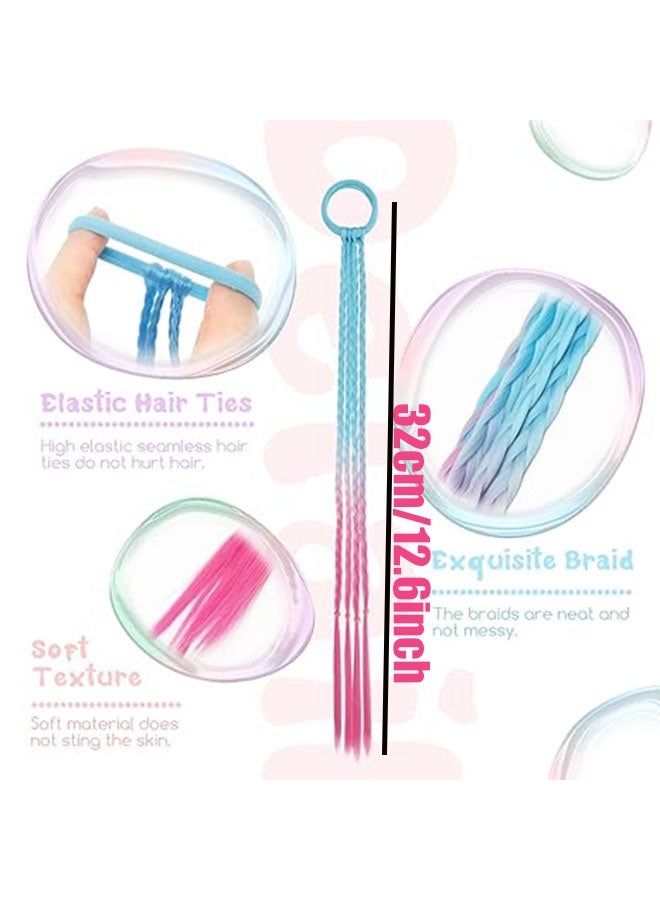 Happy D Colored Hair Extensions for girls,Braided Ponytail Extension,Hair Accessories for Girls,colored hair braids extensions,6pcs Crazy Day Accessories hair tie with (6PCS Colorful Braids) - Image 4