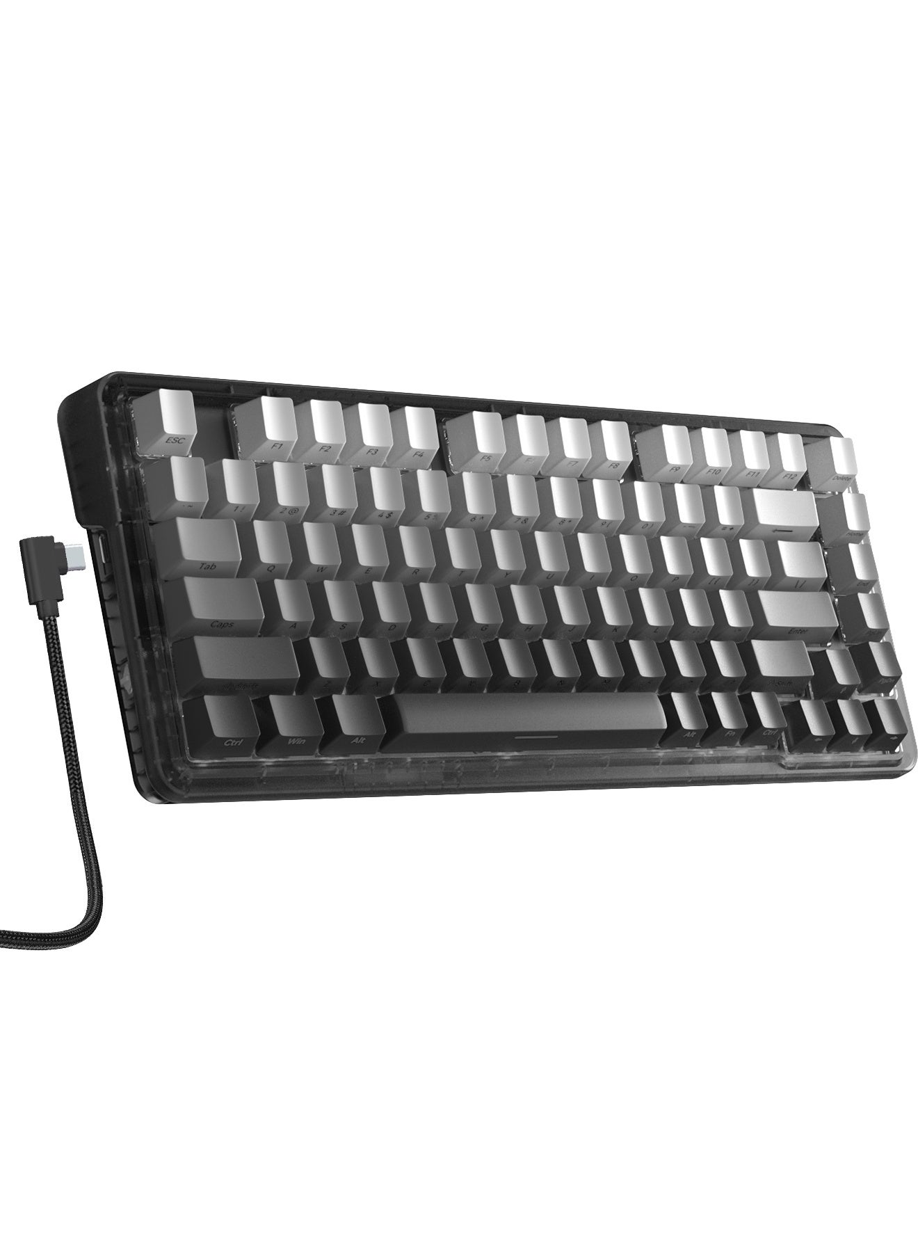 82 Keys Mechanical Gaming Keyboard 80% Mini Type-C Wired - White Light Effect - Hot Swappable - Gasket Mounted Design - Side engraved PBT Keycaps Gaming Keyboard(Customize Noah Silver Switch)