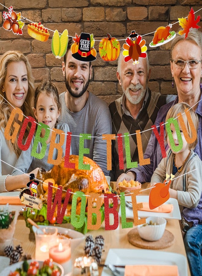 لي سكاي لافتة عيد الشكر المضحكة "Gobble Till You Wobble"، لافتة عيد الشكر المضحكة للأصدقاء المضحكين، زينة حفلات عيد الشكر - Image 3