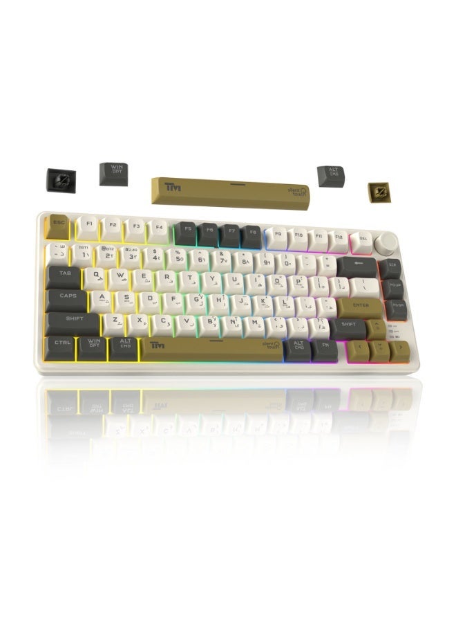 تويستيد مايندز TWISTED MINDS TM-MK75 WLPRO سلسلة إمبيريوم برو لوحة مفاتيح ميمبرين مدمجة بنسبة 75% (80 مفتاحًا) | تخطيط إنجليزي | إضاءة خلفية RGB | وضع مزدوج (سلكي / 2.4G / بلوتوث) | لوحة مفاتيح ألعاب متينة مضادة للتعليق - Image 1