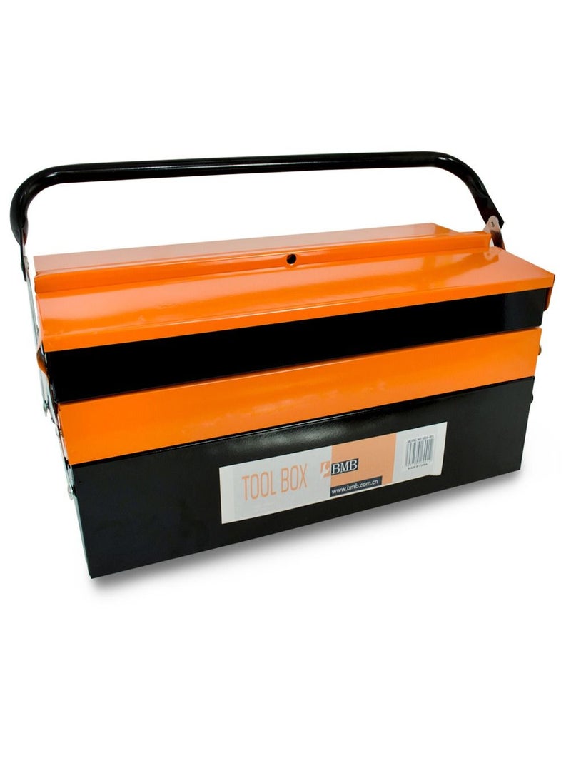 BMB tools 42cm Metal Toolbox 3-Layer 5-Tray Portable Toolbox with Fixed Handle Folding Tool Organizer for Household & Repair Shop