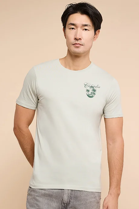 أر أند بي Print Detail T-Shirt with Crew Neck and Short Sleeves
