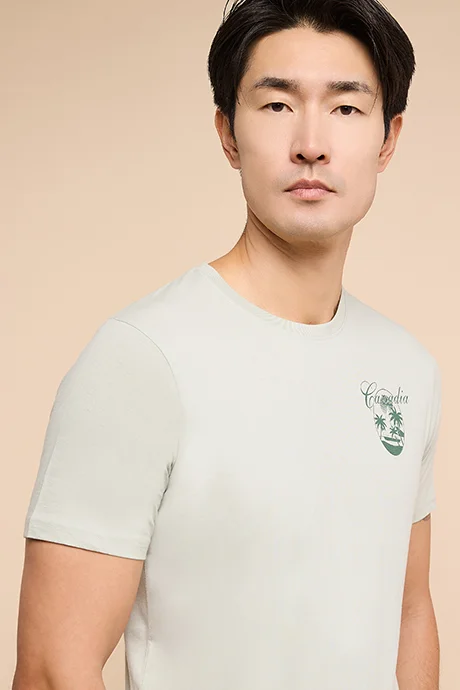 أر أند بي Print Detail T-Shirt with Crew Neck and Short Sleeves