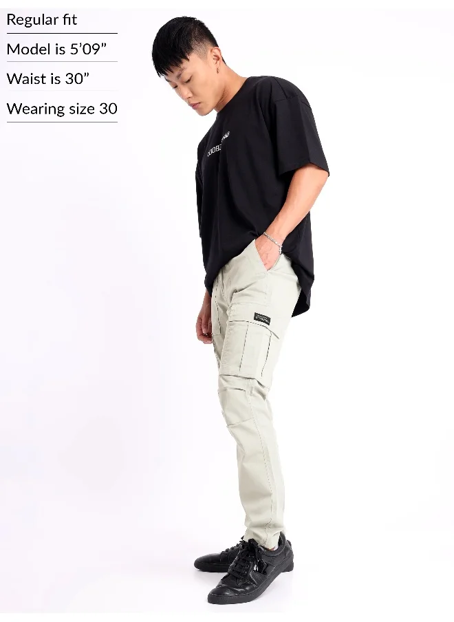 Beyoung Off White Cargo Pant For Men