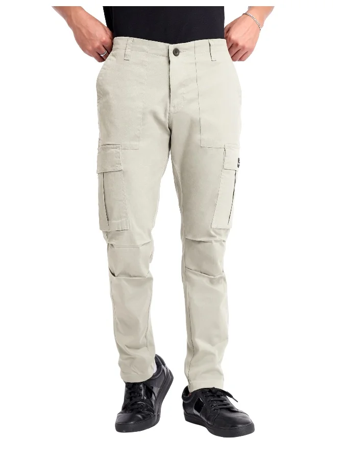 Beyoung Off White Cargo Pant For Men