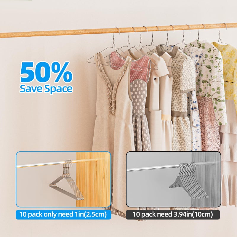 GLOSHOOTING Metal Wire Hangers 100 Pack, 16inch Clothes Hangers in Bulk for Standard Size Shirts,Suits, Pants, Skirts, Coats, Ultra Thin Space Saving Non Slip Silver - Image 2
