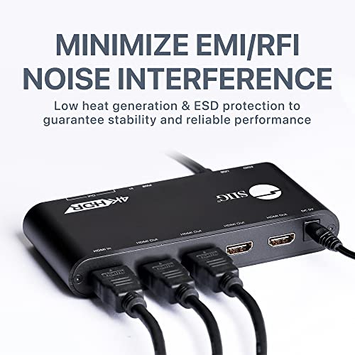 SIIG 1x4 HDMI 4K HDR Splitter - 4K@60Hz, HDCP 2.2, 18Gbps, Auto Scaling, Cascadable, Firmware Upgradable, 1 in 4 Out, TAA Compliant (CE-H22Y11-S1) - Image 5