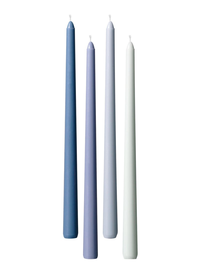 Taper Candles 10 Inch Blue Set of 12 Unscented, Dripless, Smokeless Long Tall Tapered Candlesticks Wedding Home Decor Dinner Natural Color Series  - Image 1