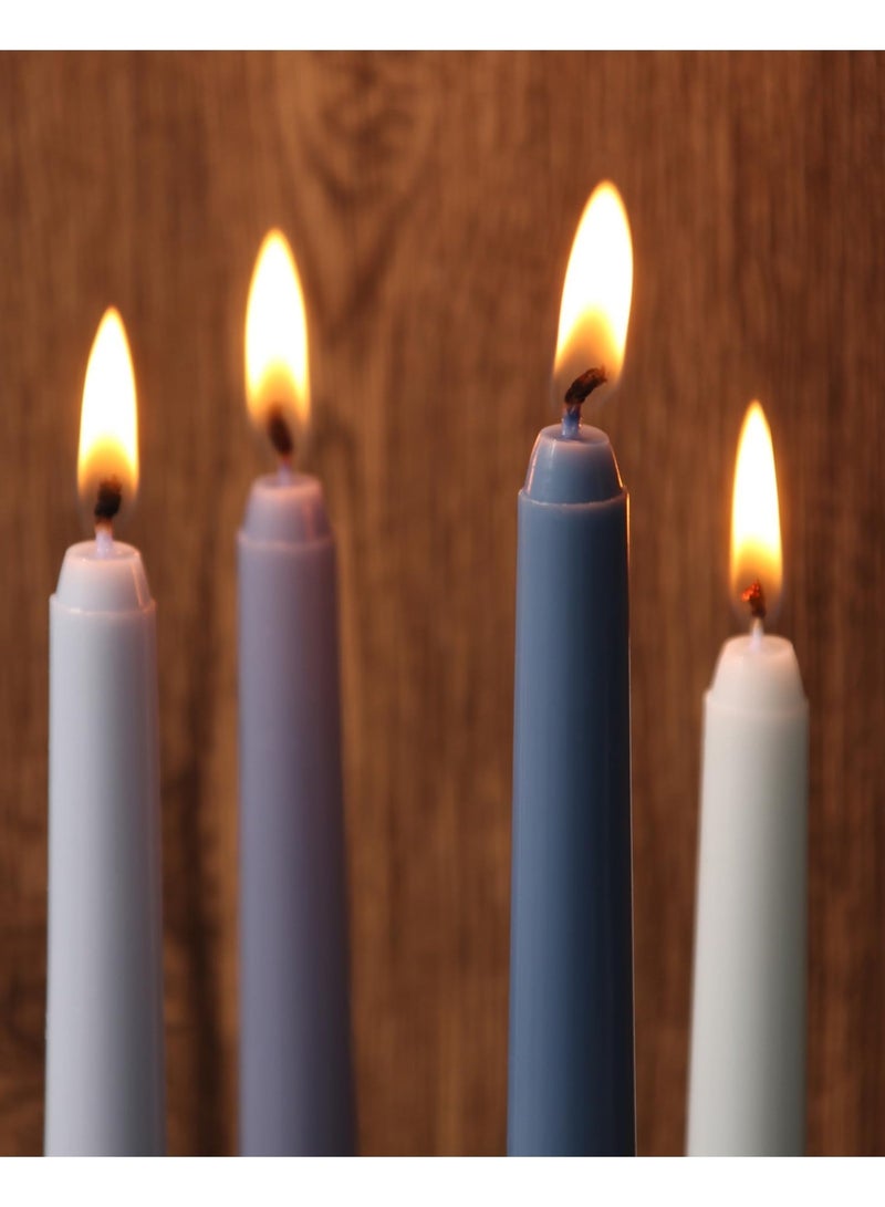 Taper Candles 10 Inch Blue Set of 12 Unscented, Dripless, Smokeless Long Tall Tapered Candlesticks Wedding Home Decor Dinner Natural Color Series - Image 4