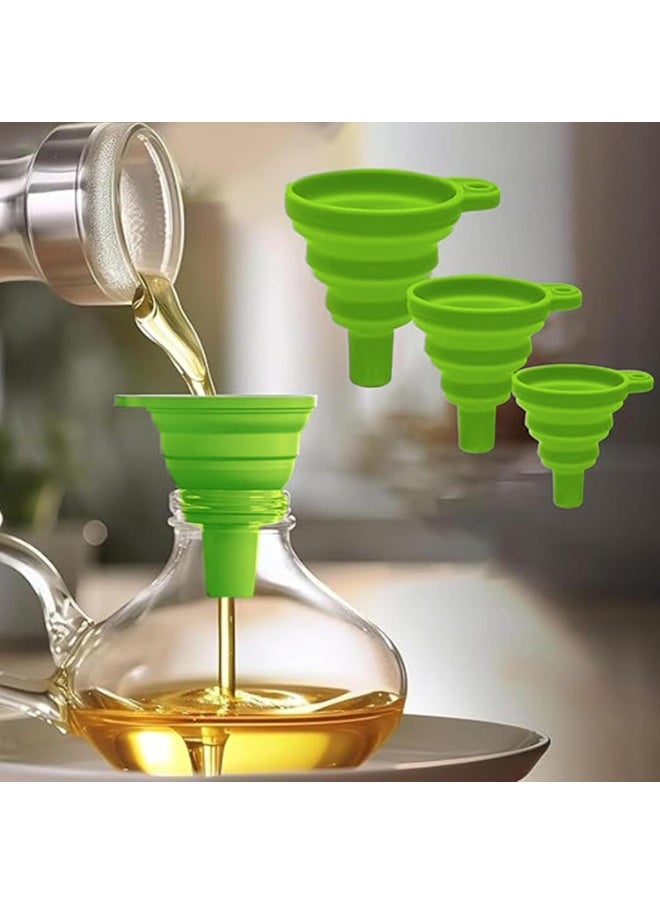 Beauenty Set of 3 Collapsible Silicone Funnels – Compact and Portable for Easy Kitchen Use  - Image 1