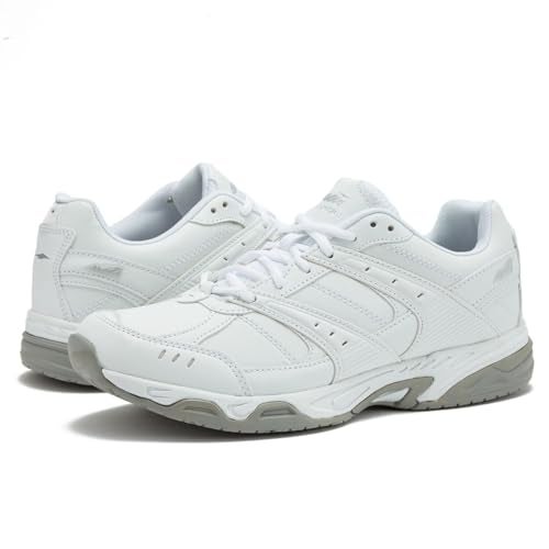 Avia Avi-Union II Non Slip Shoes for Women - Lace Up Comfort Women's Work or Walking Sneakers - White/Chrome Silver, 8.5 Medium - Image 1