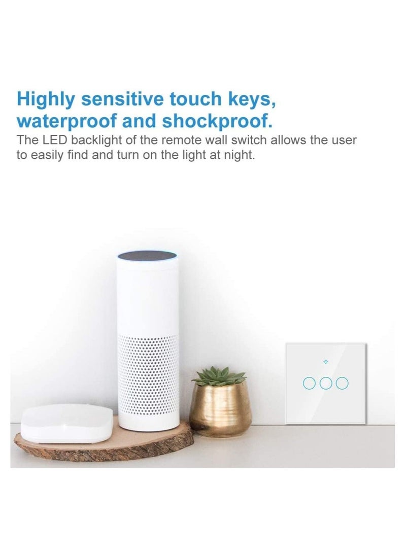 ماركة غير محددة - مفتاح إضاءة ذكي يعمل بتقنية WiFi ولا يتطلب اتصالاً محايدًا ويعمل مع Alexa وGoogle Home وiOS وAndroid مزود بمستشعر إضاءة يعمل باللمس (أبيض) - Image 1