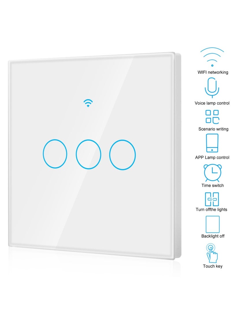 ماركة غير محددة - مفتاح إضاءة ذكي يعمل بتقنية WiFi ولا يتطلب اتصالاً محايدًا ويعمل مع Alexa وGoogle Home وiOS وAndroid مزود بمستشعر إضاءة يعمل باللمس (أبيض) - Image 1