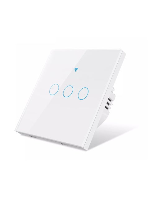مفتاح إضاءة ذكي يعمل بتقنية WiFi ولا يتطلب اتصالاً محايدًا ويعمل مع Alexa وGoogle Home وiOS وAndroid مزود بمستشعر إضاءة يعمل باللمس (أبيض)