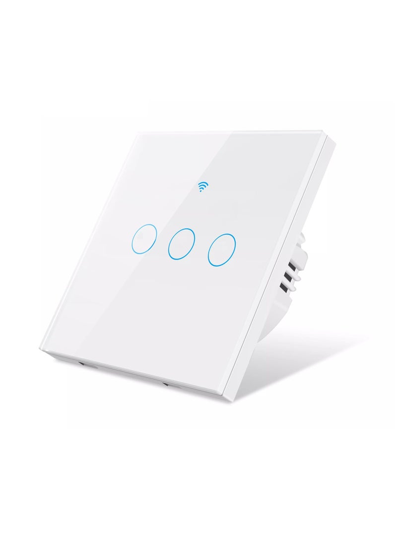 ماركة غير محددة - مفتاح إضاءة ذكي يعمل بتقنية WiFi ولا يتطلب اتصالاً محايدًا ويعمل مع Alexa وGoogle Home وiOS وAndroid مزود بمستشعر إضاءة يعمل باللمس (أبيض) - Image 1