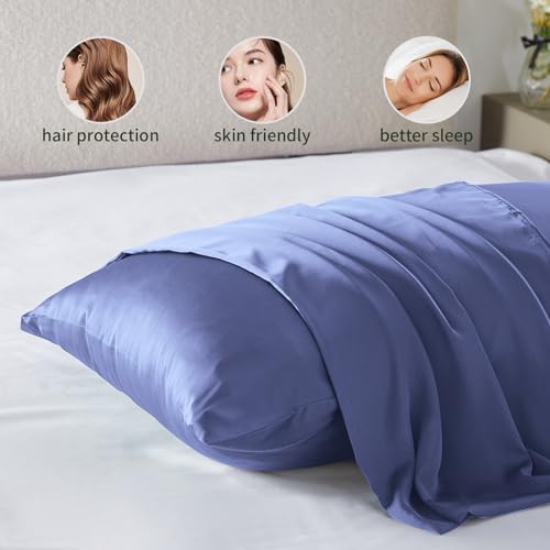 Casbrove Pillowcase for Hair and Skin Mulberry Silk Soft Breathable Smooth Both Sided Natural Pillowcase with Zipper Beauty Sleep 1 Pc for Gift (Standard, Cornflower Blue) - Image 5