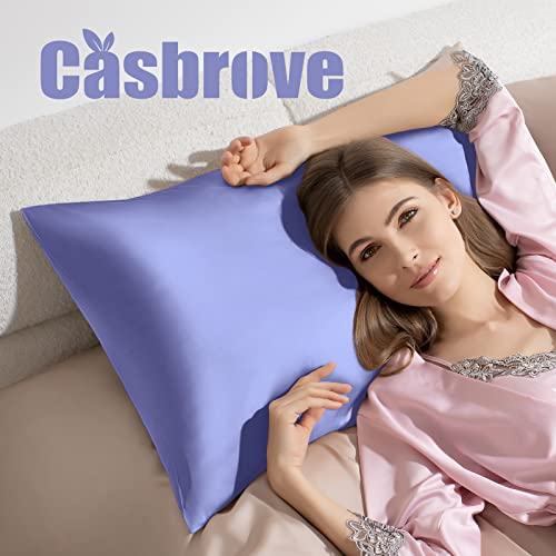 Casbrove Pillowcase for Hair and Skin Mulberry Silk Soft Breathable Smooth Both Sided Natural Pillowcase with Zipper Beauty Sleep 1 Pc for Gift (Standard, Cornflower Blue) - Image 3