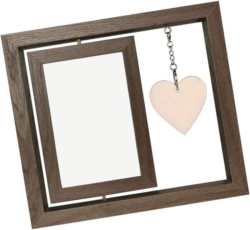 Yardwe Rotating Photo Frame Tabletop Floating Picture Frame Photo Card Display Holder Stand Graduation present for Office Wood Decor - Image 1
