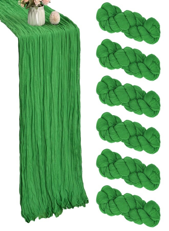CKIKU 6 Pack Green Cheesecloth Table Runner 35x120 Inch Gauze Rustic Boho Table Runner 10FT Cheese Cloth for Wedding Decor Party Bridal Baby Shower Spring Table Decoration - Image 1