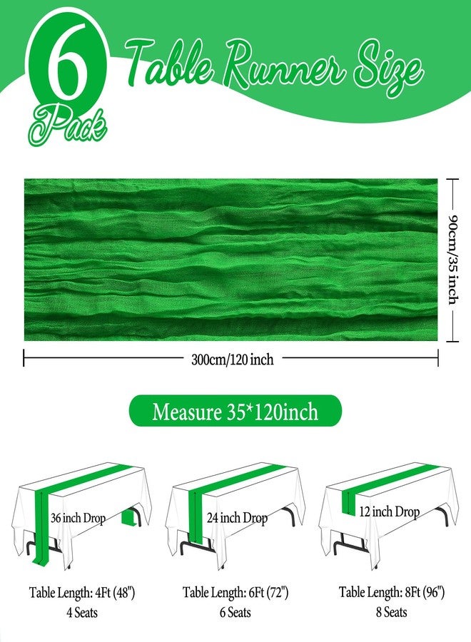 CKIKU 6 Pack Green Cheesecloth Table Runner 35x120 Inch Gauze Rustic Boho Table Runner 10FT Cheese Cloth for Wedding Decor Party Bridal Baby Shower Spring Table Decoration - Image 2