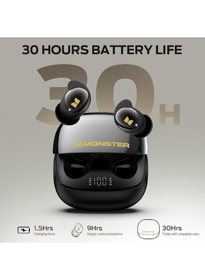 Monster Sleep Ear200, Wireless in-Ear Headphones, Bluetooth 6.0 Sleep Headphones, with ANC Active Noise Cancellation Designed for Side Sleepers, 30 Hours of bass Stereo Sound - Black - Image 2