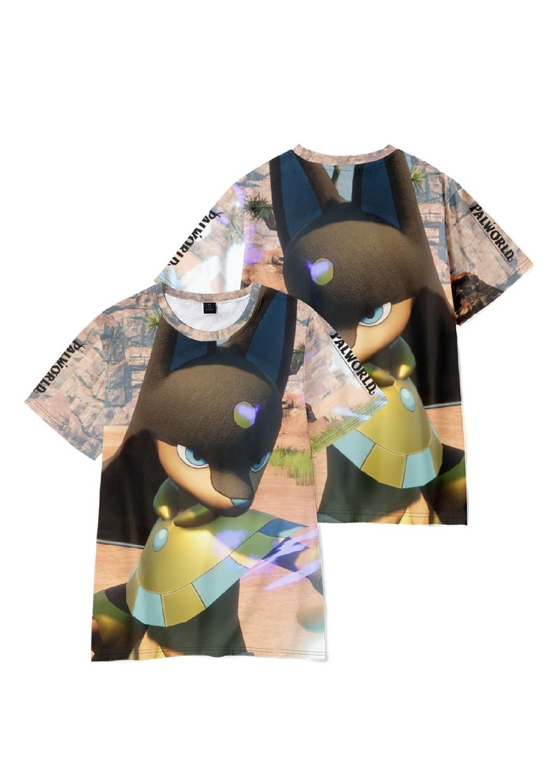 Palworld Phantom Beast Palu 3D digital printing adult and children summer short-sleeved T-shirt - Image 3