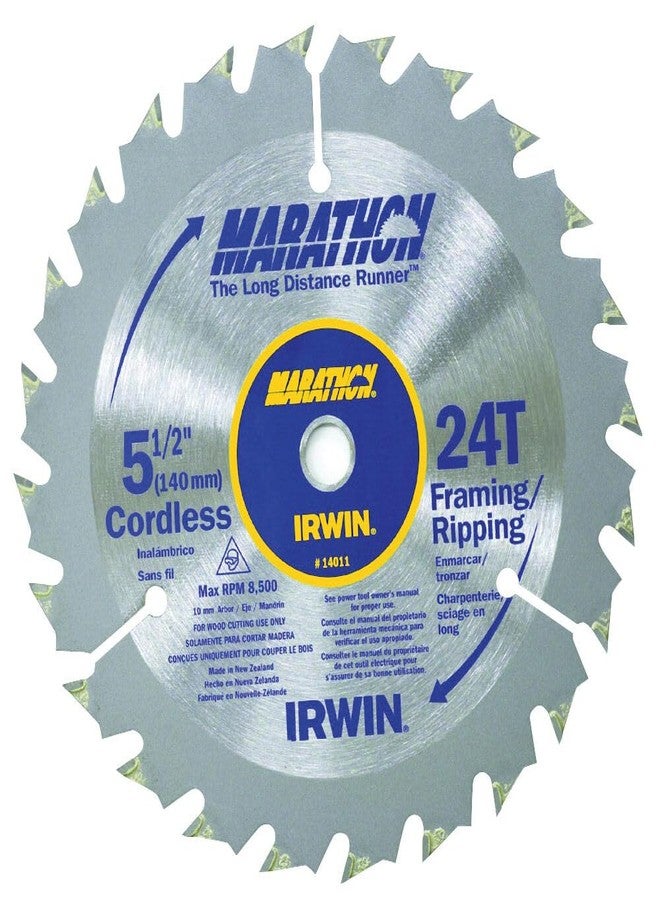 IRWIN Tools MARATHON Carbide Cordless Circular Saw Blade, 5 1/2-Inch, 18T Carded (14011) - Image 1