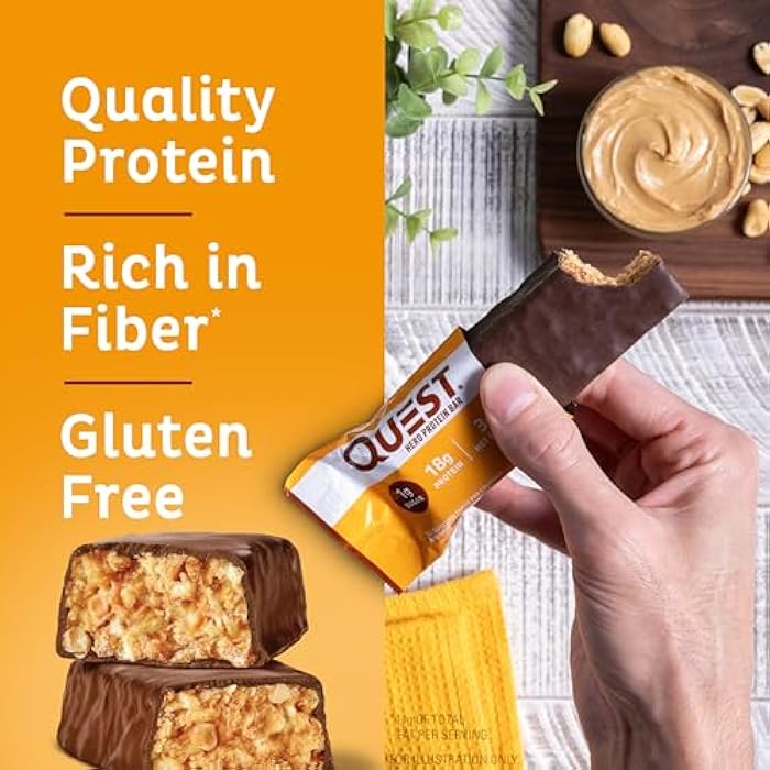 Quest Nutrition Crispy Chocolate Peanut Butter Hero Protein Bar, 18g Protein, 1g Sugar, 3g Net Carb, Gluten Free Protein Snack, Keto Friendly, 12 Count - Image 4