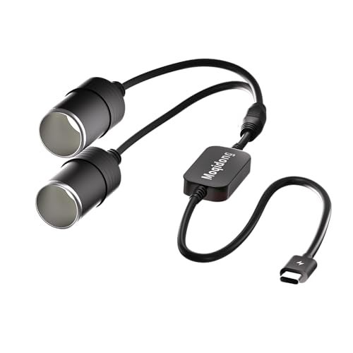 Moqidong USB C to Cigarette Lighter Adapter 36W: PD3.0 2-Socket USB C to 12V Adapter 3A Type C Male to Cigarette Lighter Female Dual Socket for Dashcam Radar Fan Recorder GPS E Dog - Image 1