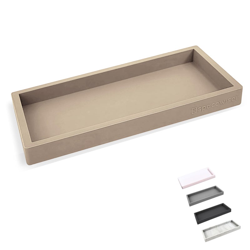 Spacewiser Countertop and Vanity Tray - Small 7.7â€ Silicone Tray for Soap Dispenser Bottles, Bathroom Trays, Kitchen Sink Trays, Sink Caddy Kitchen Sinks Organizer, Soap Dish & Sponge Holder Mat - Image 1