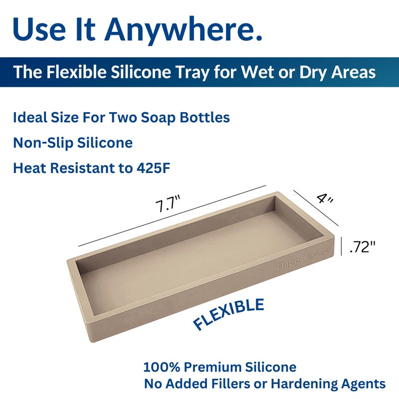 Spacewiser Countertop and Vanity Tray - Small 7.7â€ Silicone Tray for Soap Dispenser Bottles, Bathroom Trays, Kitchen Sink Trays, Sink Caddy Kitchen Sinks Organizer, Soap Dish & Sponge Holder Mat - Image 3