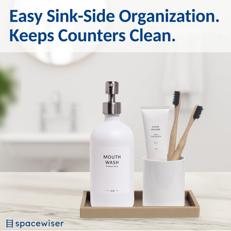 Spacewiser Countertop and Vanity Tray - Small 7.7â€ Silicone Tray for Soap Dispenser Bottles, Bathroom Trays, Kitchen Sink Trays, Sink Caddy Kitchen Sinks Organizer, Soap Dish & Sponge Holder Mat - Image 4