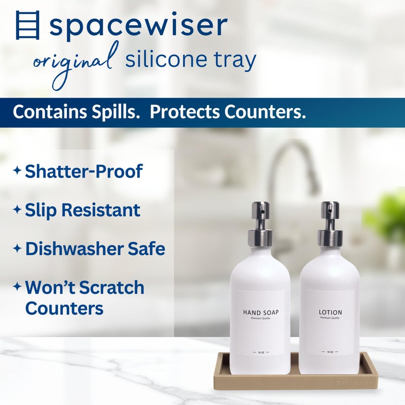 Spacewiser Countertop and Vanity Tray - Small 7.7â€ Silicone Tray for Soap Dispenser Bottles, Bathroom Trays, Kitchen Sink Trays, Sink Caddy Kitchen Sinks Organizer, Soap Dish & Sponge Holder Mat - Image 2