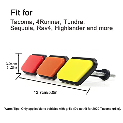 HUAPX 1Set Tri-Color Grille Insert Trims,HUAPX Acrylic Tri-Color Grille Badge Emblems Compatible with Toyota Tacoma 4Runner Tundra Sequoia Rav4 Highlander GV Car Decoration Accessories (Yellow-Orange-Red) - Image 2