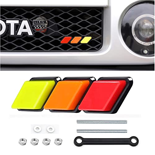 HUAPX 1Set Tri-Color Grille Insert Trims,HUAPX Acrylic Tri-Color Grille Badge Emblems Compatible with Toyota Tacoma 4Runner Tundra Sequoia Rav4 Highlander GV Car Decoration Accessories (Yellow-Orange-Red) - Image 1
