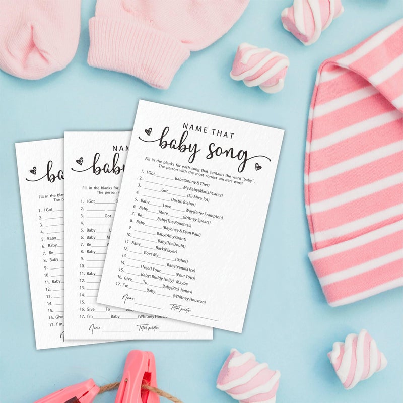 EXW Baby Shower Games for Boy Or Girl, Name That Baby Song, Funny Baby Shower Game Cards, Gender Neutral, Baby Shower Party Supplies & Decorations, 30 Game Cards & 1 Answer Card -A11 - Image 3