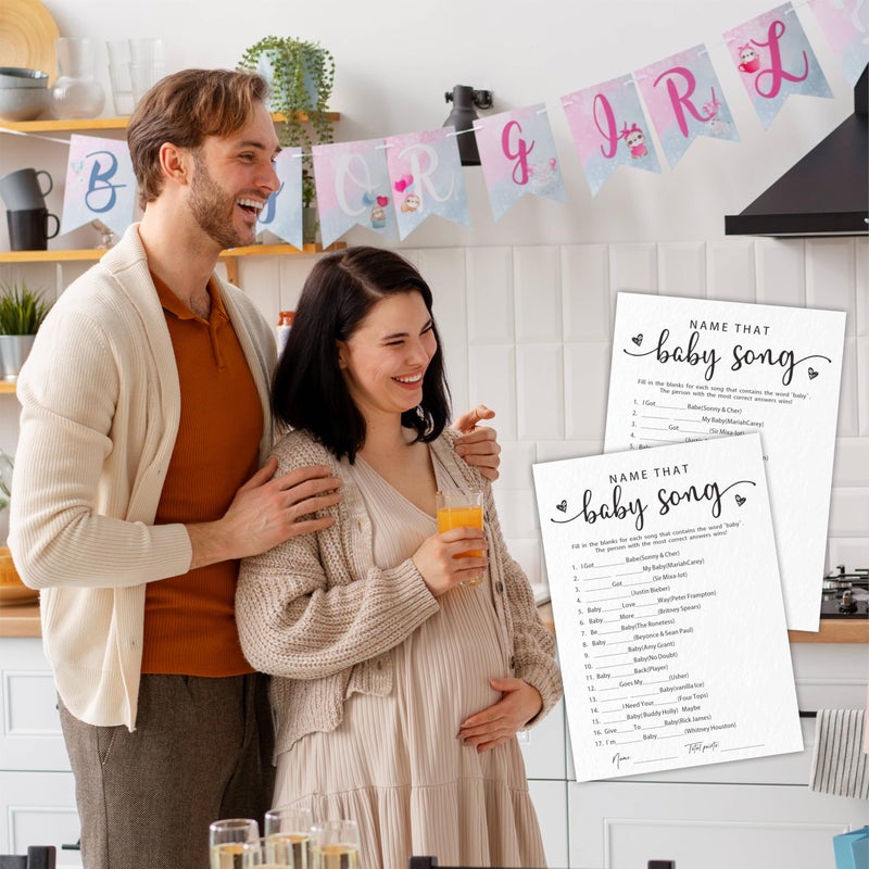 EXW Baby Shower Games for Boy Or Girl, Name That Baby Song, Funny Baby Shower Game Cards, Gender Neutral, Baby Shower Party Supplies & Decorations, 30 Game Cards & 1 Answer Card -A11 - Image 4