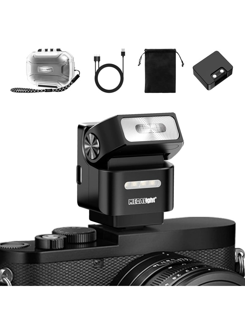 سيوسي Mini Camera Flash | 2.4GHz Wireless Off-Camera Flash for Canon, Sony ZV1, Fuji, Nikon, Ricoh GR3 | Digital Camera Hot Shoe Flash | Magnetic Base  10m Remote Control (Black) - Image 1
