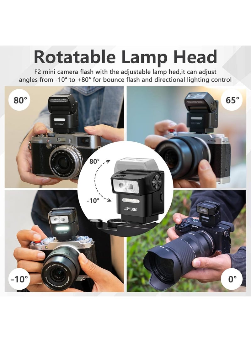 سيوسي Mini Camera Flash | 2.4GHz Wireless Off-Camera Flash for Canon, Sony ZV1, Fuji, Nikon, Ricoh GR3 | Digital Camera Hot Shoe Flash | Magnetic Base  10m Remote Control (Black) - Image 2