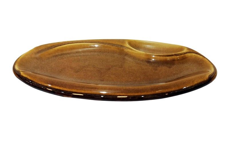 Lemon Tree Oval Shape Ceramic Stoneware Serving Platter for Snack/Appetizer Serving (Brown) - Image 1