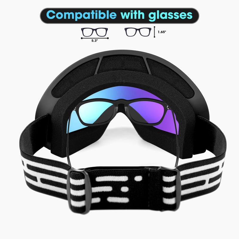 LOEO Ski Goggles, Snowboarding Goggles for Men, Women, Adult, Youth and Over 15 Years, Snow Skiing Goggles - Image 2